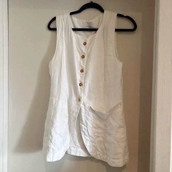 Posse White Emma Vest in Linen. Size L. - Picture 6 of 7